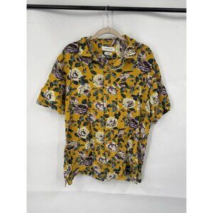 Urban Outfitters Floral Button Front‎ Tropical Shirt Men Large Yellow Beach